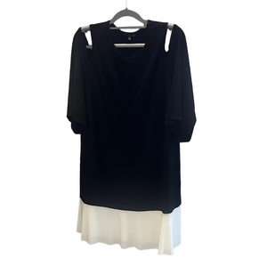 Tiana B. Cold Shoulder Dress Black and White